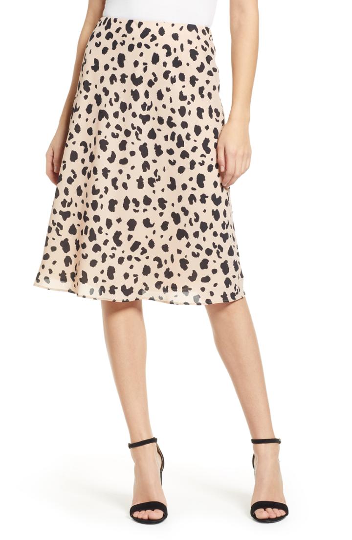 Women's Socialite Leopard Print Midi Skirt - Black