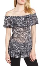 Women's Michael Michael Kors Swirl Off The Shoulder Blouse - Black