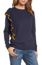 Women's Halogen Asymmetrical Ruffle Sweater - Blue