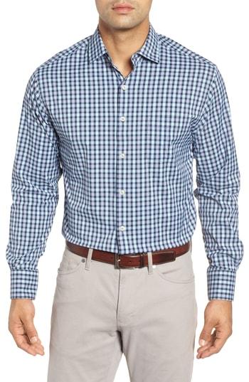 Men's Peter Millar Fleming Tattersall Performance Sport Shirt - Blue