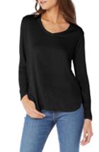 Women's Michael Stars Gathered V-neck Top, Size - Black