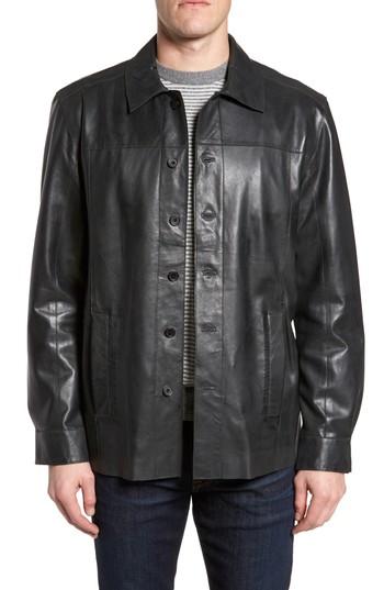 Men's Missani Le Collezioni Vintage Leather Sport Coat - Black