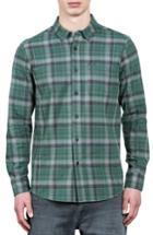 Men's Volcom Caden Plaid Flannel Sport Shirt, Size - Green