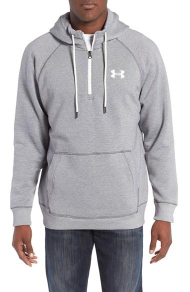 Men's Under Armour Rival Quarter Zip Hoodie - Grey