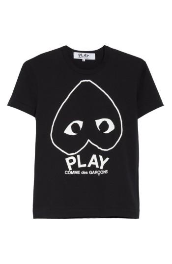 Men's Comme Des Garcons Play Inverted Heart Logo T-shirt - Black
