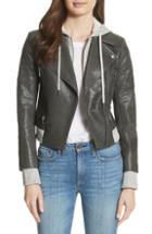 Women's Alice + Olivia Avril Hooded Combo Leather Jacket