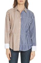 Women's Derek Lam 10 Crosby Colorblock Stripe Shirt - Blue