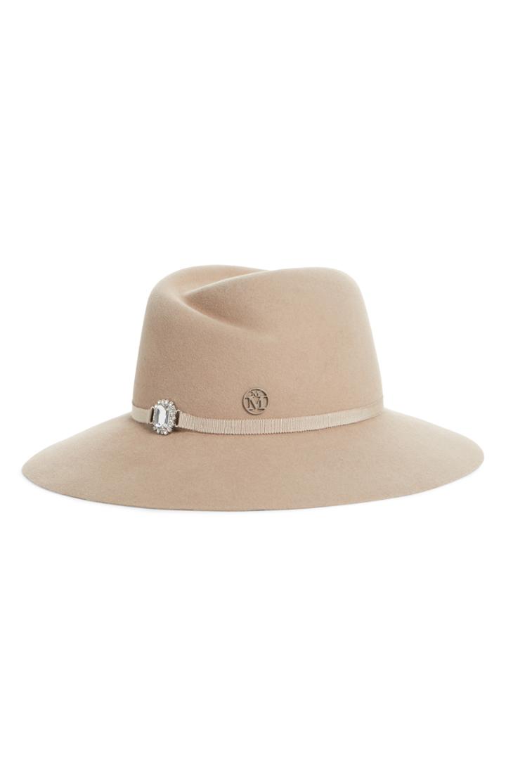 Women's Maison Michel Virginie Strass Rabbit Hair Felt Hat - Beige