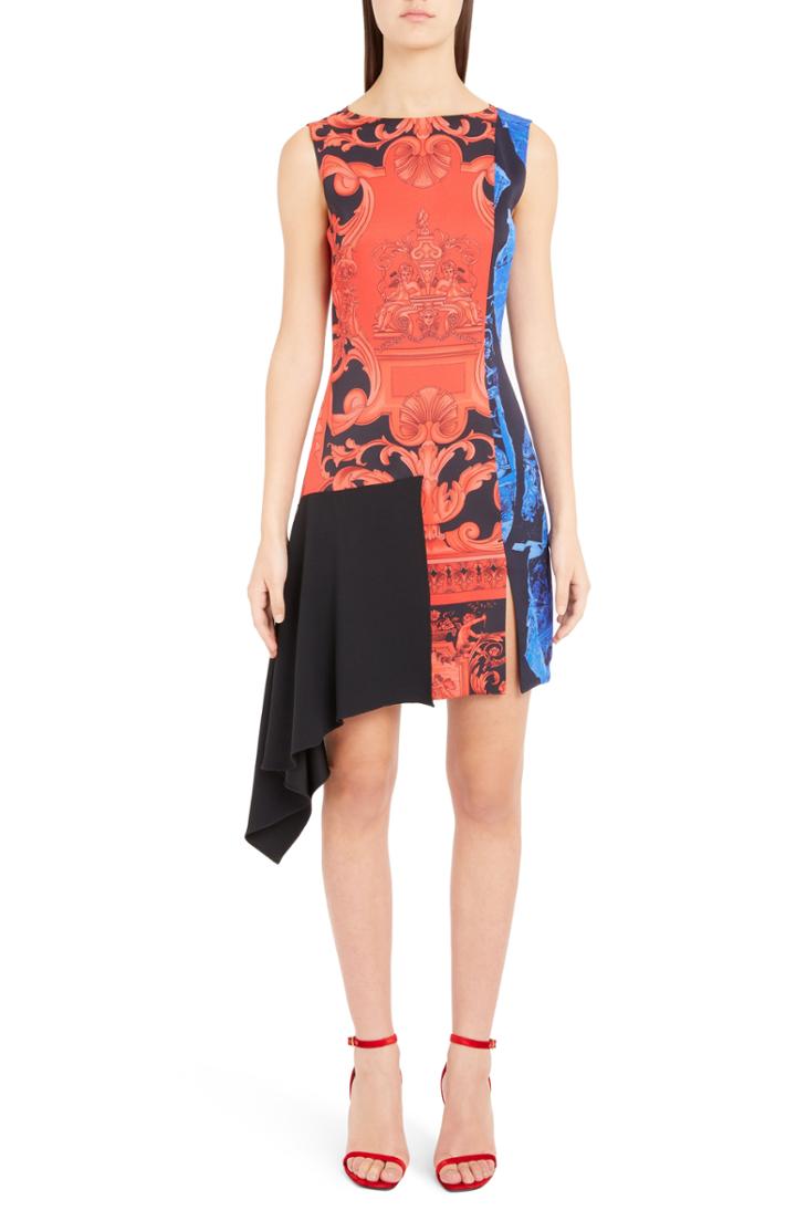 Women's Versace Casa Print Asymmetrical Dress Us / 42 It - Red