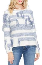 Women's Vince Camuto Boat Neck Fringe Sweater, Size - Blue