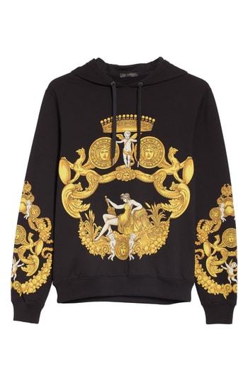 Men's Versace First Line Baroque Print Hooded Sweatshirt