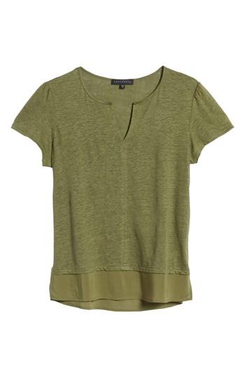 Women's Sanctuary Uptown Tiered Hem Linen Tee, Size - Green
