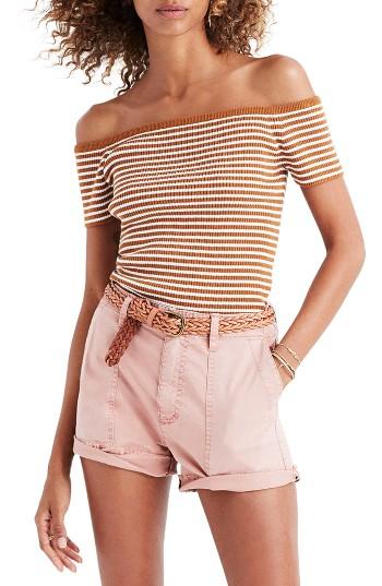Women's Madewell Stripe Off The Shoulder Tee
