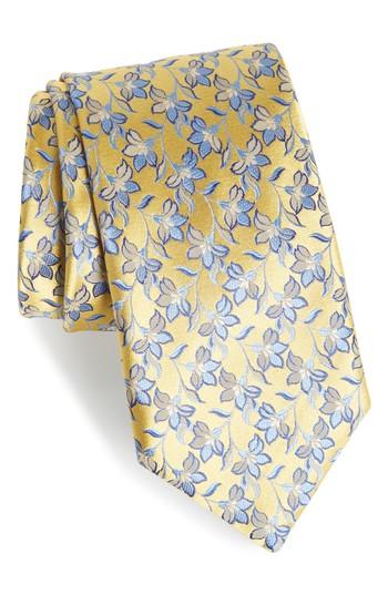 Men's Canali Floral Silk Tie, Size - Yellow