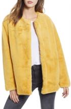Women's Bernardo Borg Faux Fur Jacket - Yellow