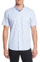 Men's 7 Diamonds Young Galaxy Embroidered Stripe Woven Shirt, Size - Blue