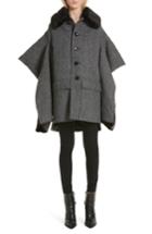 Women's Junya Watanabe Faux Fur Trim Split Sleeve Wool Coat - Grey