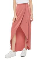 Women's Topshop High/low Wrap Maxi Skirt Us (fits Like 14) - Pink