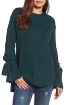 Women's Halogen Tie Bell Sleeve Sweater, Size - Green
