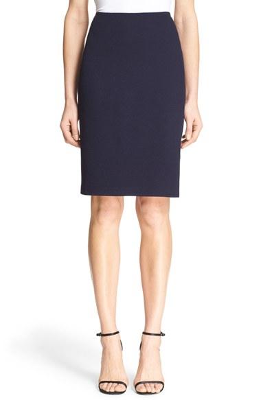 Women's St. John Collection Milano Pique Knit Pencil Skirt - Blue