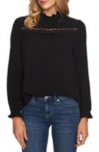 Women's Cece Ruffle Neck Lace Detail Blouse - Black