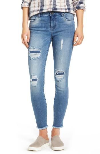 Women's Kut From The Kloth Frayed Hem Repaired Skinny Jeans
