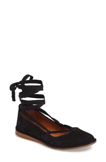 Women's Frye Helena Ankle Wrap Flat .5 M - Black