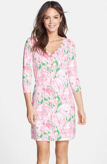 Women's Lilly Pulitzer 'palmetto' Flamingo Print Pima Cotton Shift