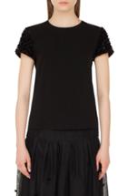 Women's Akris Punto 3d Sequin Sleeve Blouse - Black