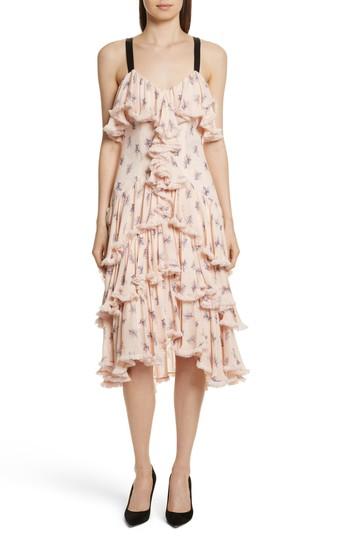 Women's Cinq A Sept Edie Floral Print Tiered Silk Dress - Pink