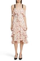 Women's Cinq A Sept Edie Floral Print Tiered Silk Dress - Pink