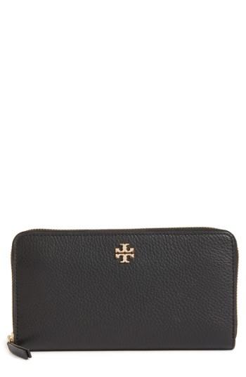 Women's Tory Burch Frida Zip Around Leather Wallet - Black