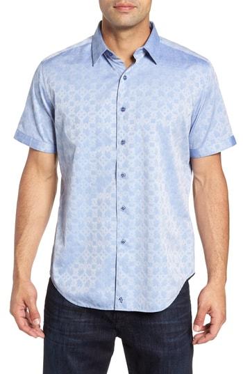 Men's Robert Graham Maya Bay Classic Fit Jacquard Sport Shirt - Blue