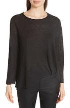 Women's Eileen Fisher Twist Front Top, Size - Black