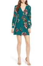 Women's Leith V-neck Floral Print Minidress, Size - Green