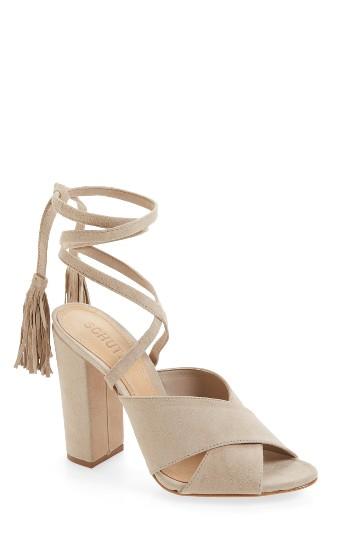 Women's Schutz Damila Wraparound Tassel Sandal M - Grey