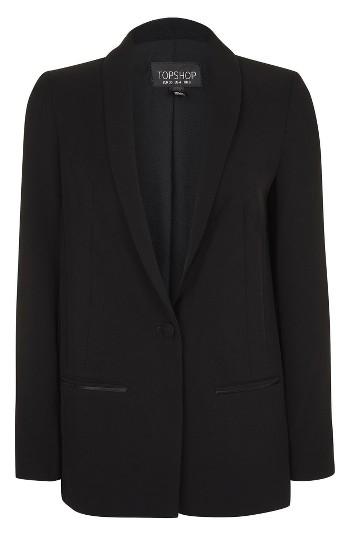 Women's Topshop Slouch Tuxedo Jacket Us (fits Like 0) - Black