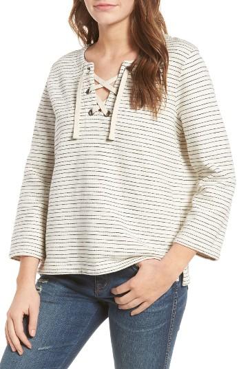 Women's Madewell Stripe Lace-up Top