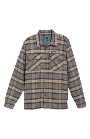 Men's Patagonia 'fjord' Flannel Shirt Jacket, Size - Grey