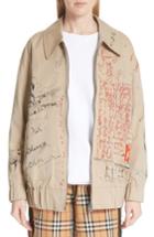 Women's Burberry Barnhall Postcard Print Tropical Gabardine Jacket Us / 40 It - Beige