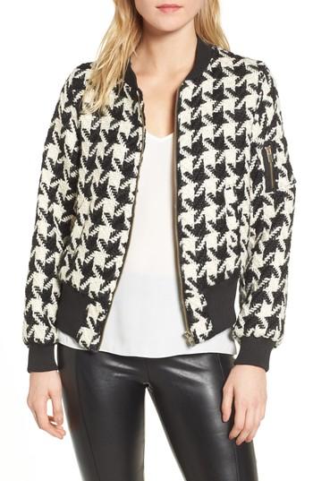 Women's Bishop + Young Houndstooth Bomber Jacket - Black