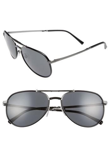 Men's Burberry 58mm Folding Aviator Sunglasses - Black/ Grey
