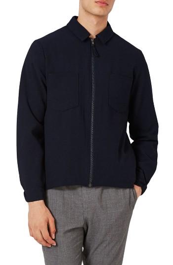 Men's Topman Lightweight Smart Jacket, Size - Blue