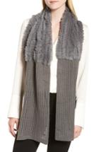 Women's La Fiorentina Genuine Rabbit Fur & Acrylic Knit Scarf, Size - Grey