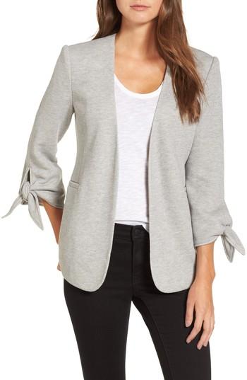 Women's Olivia Moon Tie Sleeve Knit Blazer, Size - Grey