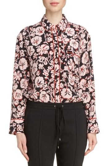 Women's Kenzo Floral Print Silk Shirt Us / 40 Fr - Pink