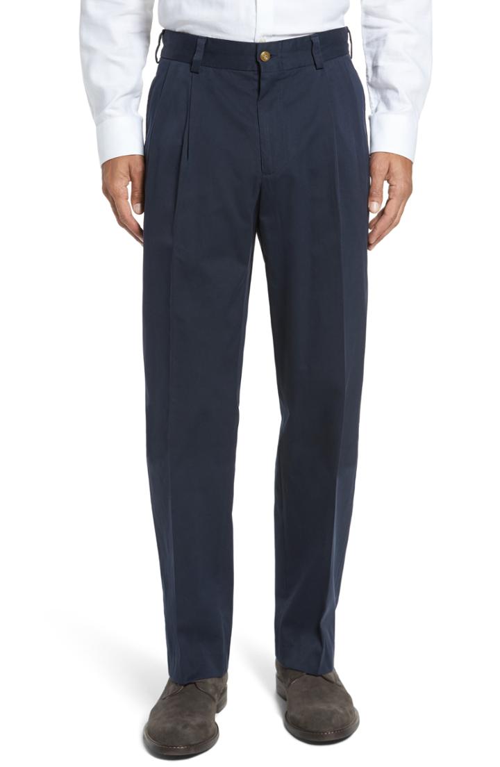 Men's Bills Khakis Classic Fit Pleat Front Chamois Cloth Pants X 30 - Blue