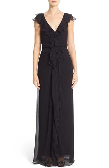 Women's Carolina Herrera Ruffled Chiffon Column Gown