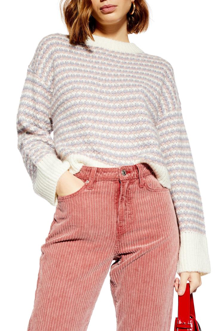 Women's Topshop Waffle Stitch Sweater - Ivory
