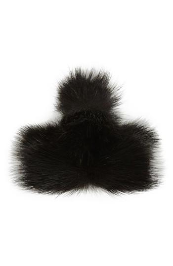 Tasha Genuine Mink Pom Jaw Clip, Size - Black